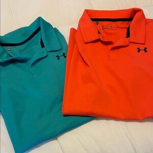 2 UNDER ARMOUR Boys XL, Teal and Orange Polo Shirts, 2 for $30